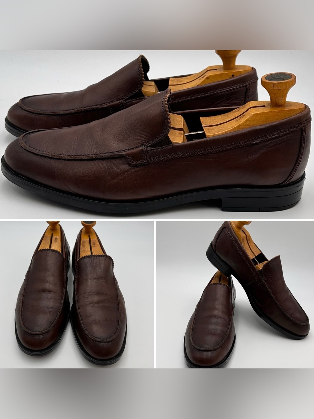 COACH MENS VENETIAN LOAFERS SZ 10 CHESTNUT BROWN LEATHER CASUAL MINIMALIST SHOES